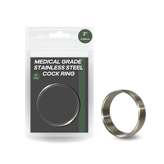 2 Inch Medical Grade Stainless Steel Cock Ring Silver 5.5cm Outer Diameter 5cm Inner Diameter 1.5cm Width > Cock Ring > Metal