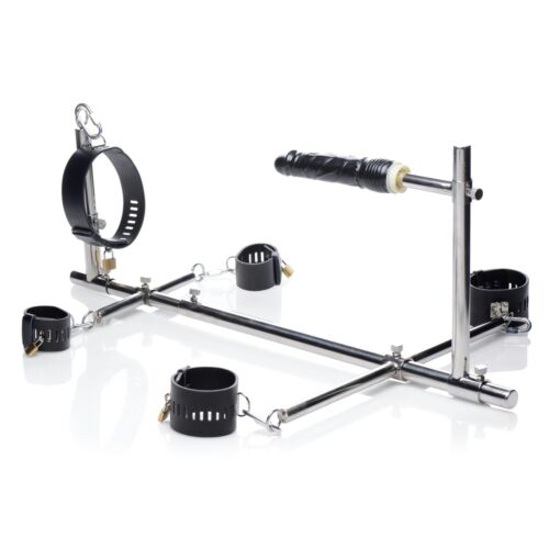Master Series Imprisoned Metal Stockade with Dildo for Adventurous Couples