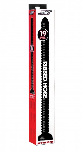Hosed 19 Inch Ribbed Anal Snake Black
