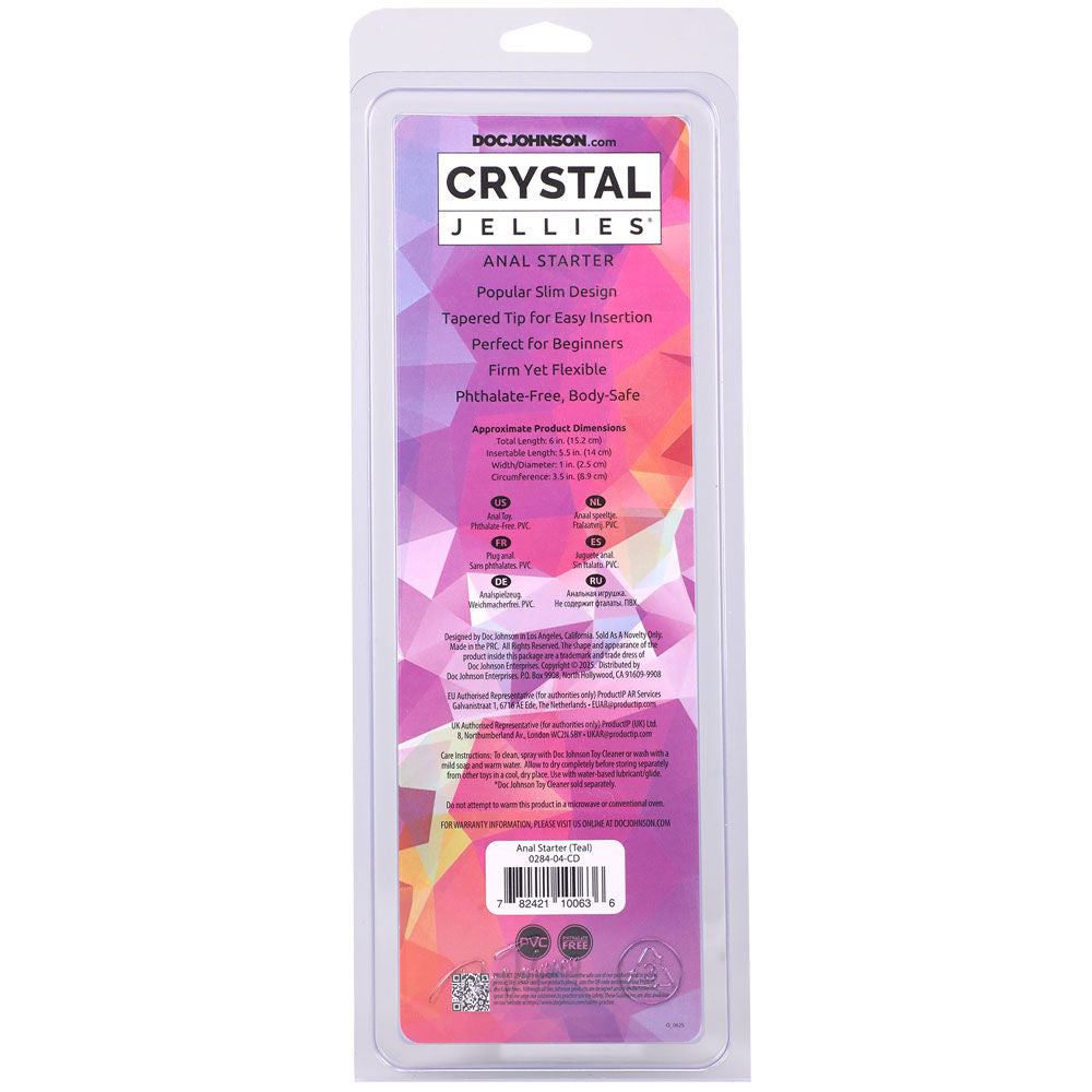 Doc Johnson Crystal Jellies (Teal) – Anal Starter Butt Plug - 6 Inch
