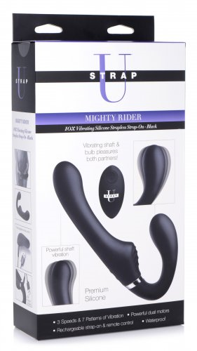 Mighty Rider 10X Strapless Strap-On Black with Remote Control