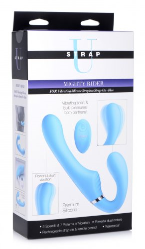 Mighty Rider 10X Strapless Strap-On Blue with Remote Control