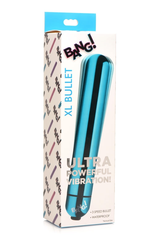 Bang Vibrating Metallic Extra Large XL Bullet Vibrator Blue 8.5 Inch