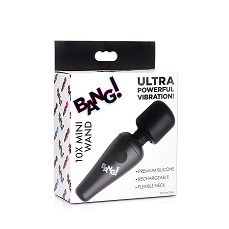 Bang 10X Vibrating Mini Silicone Wand Black - Travel Friendly, Flexible Neck, Rechargeable