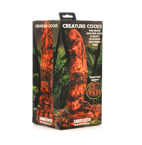 Creature Cocks Sabretooth (Orange and Black Camo) Silicone 11.3 Inch Dildo – Fantasy-Inspired Silicone Dildo