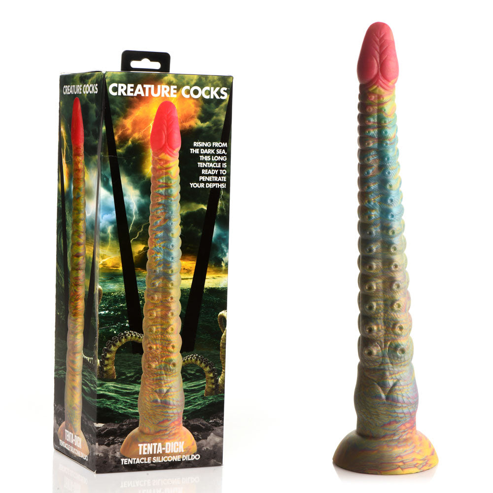 Tenta Dick Tentacle Silicone Dildo (Multicolor) – 11 Inch Ribbed Tentacle Dong