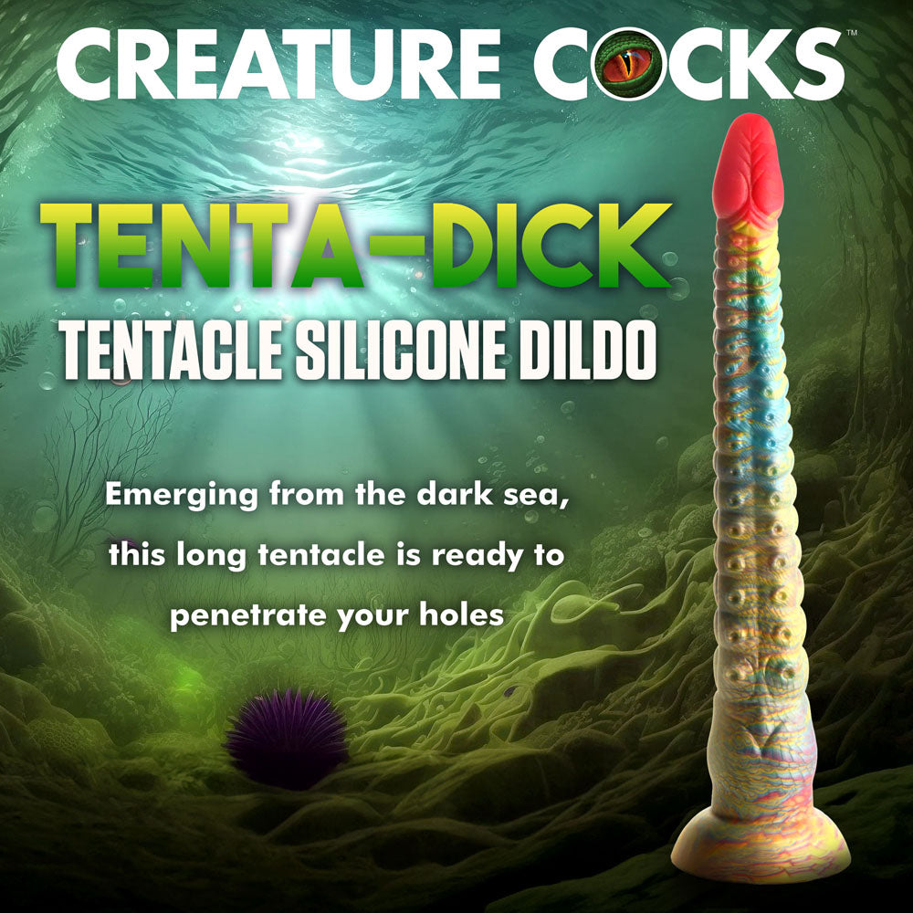 Tenta Dick Tentacle Silicone Dildo (Multicolor) – 11 Inch Ribbed Tentacle Dong