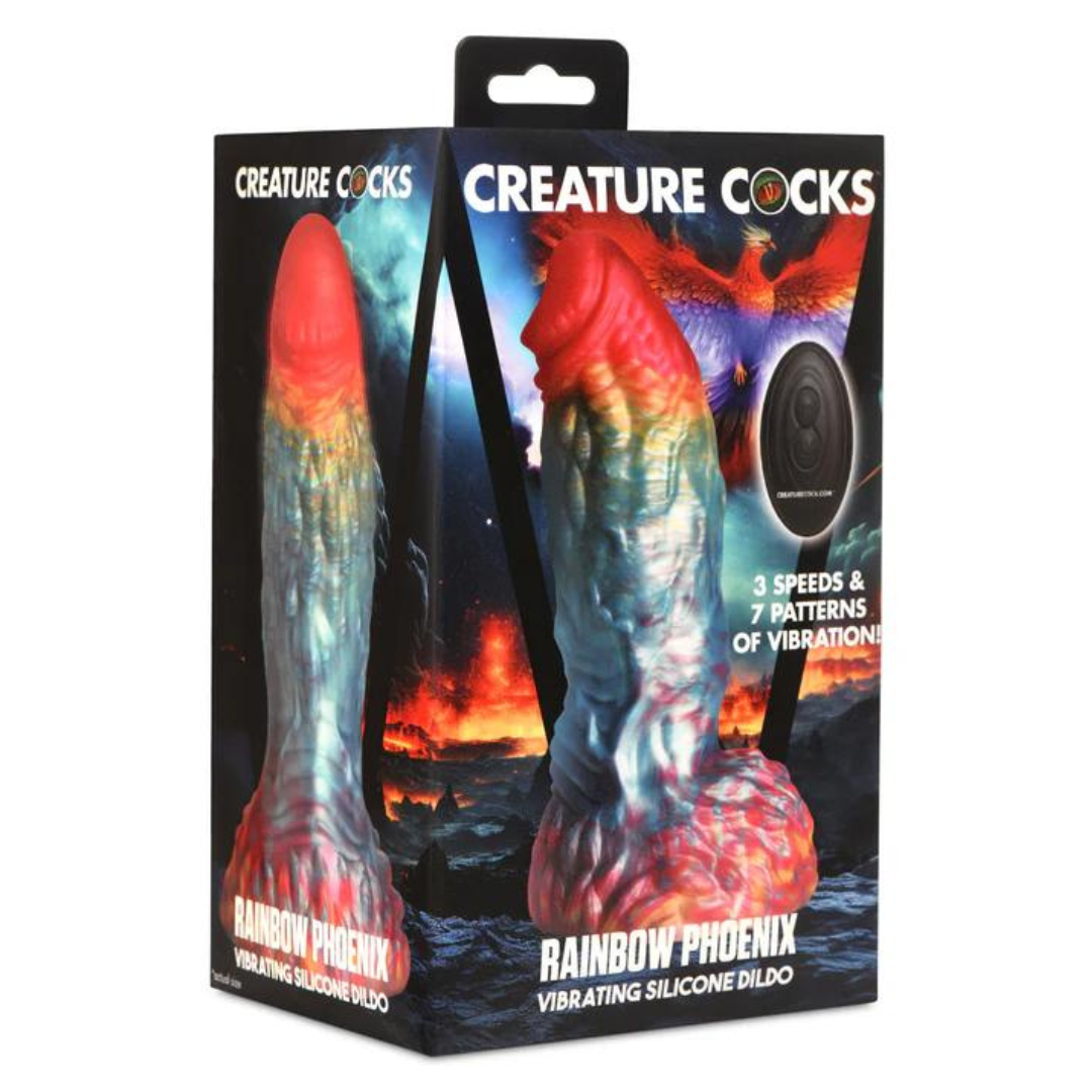 Creature Cocks Rainbow Phoenix Remote Vibrating 6.8" Silicone Dildo