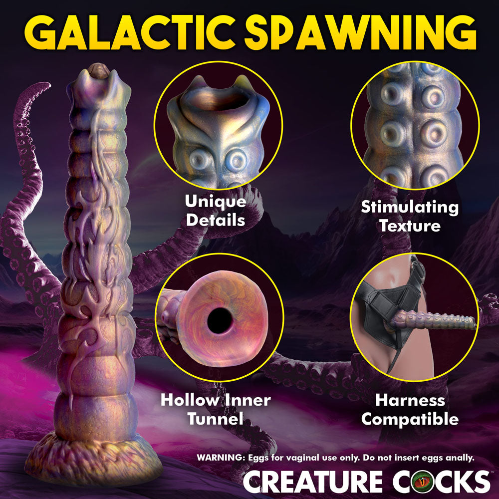 Deep Invader Tentacle Ovipositor (Colored) – Textured Silicone Dildo with Eggs 9 inch