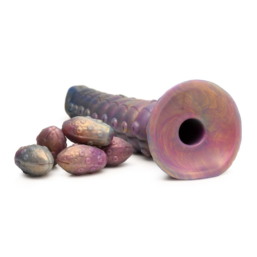 Deep Invader Tentacle Ovipositor (Colored) – Textured Silicone Dildo with Eggs 9 inch