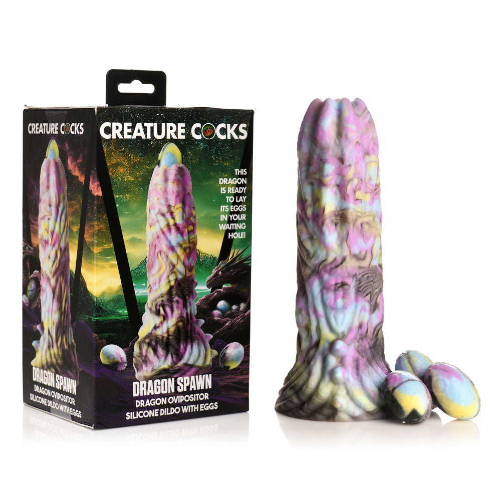 Dragon Spawn Dragon Ovipositor (Multicolor) – Silicone Dildo with Eggs 6 inch