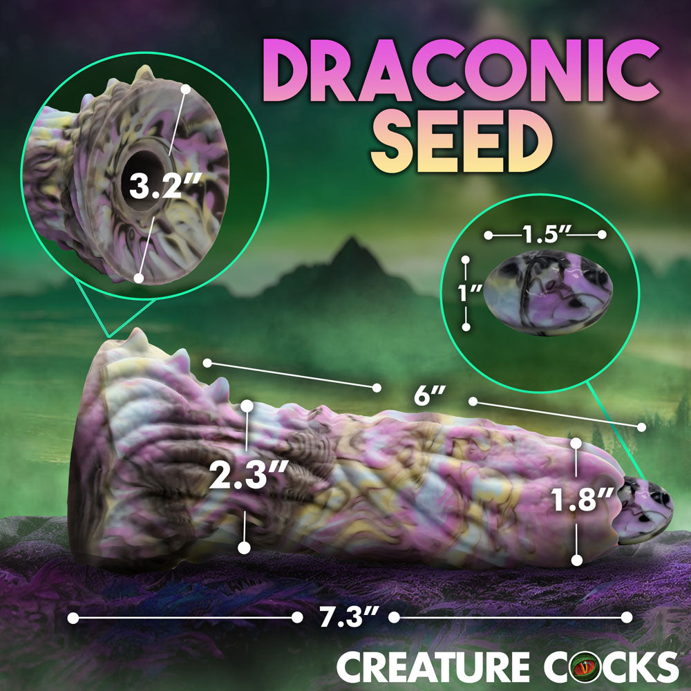 Dragon Spawn Dragon Ovipositor (Multicolor) – Silicone Dildo with Eggs 6 inch