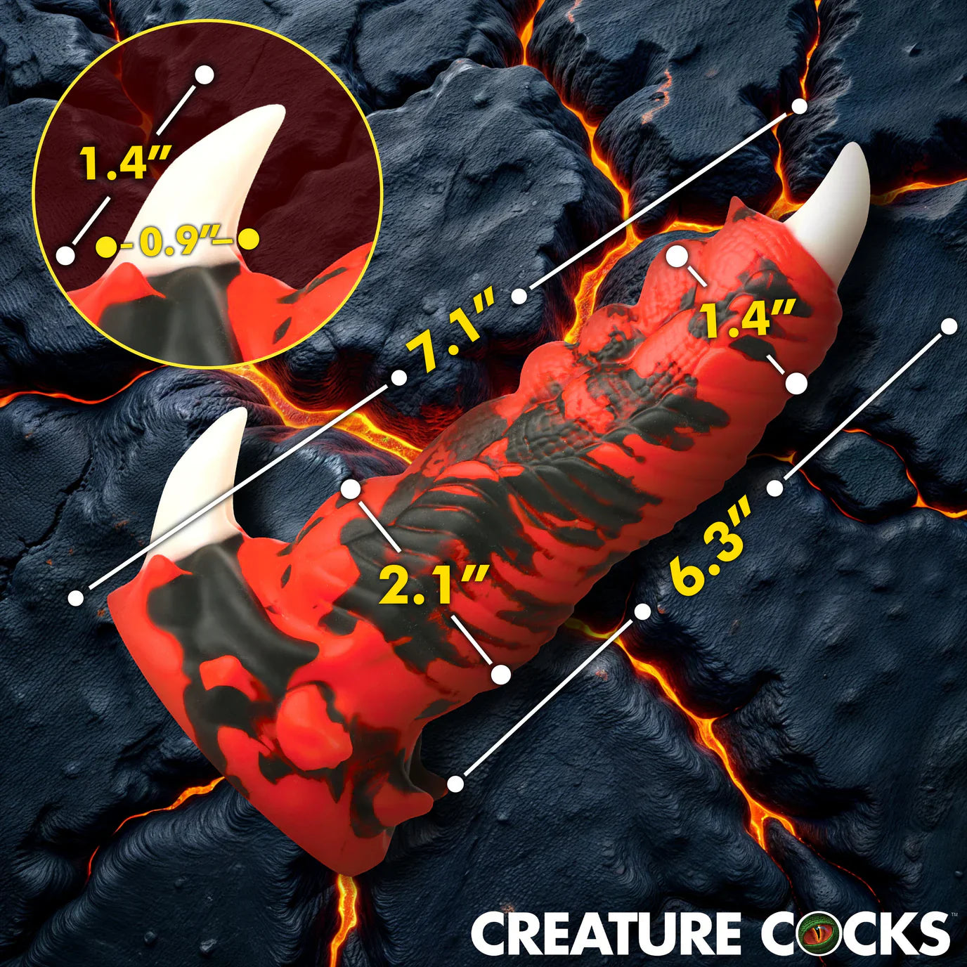 Creature Cocks Red Talon (Red/Black) – Textured Vibrating 7.1" Silicone Dildo