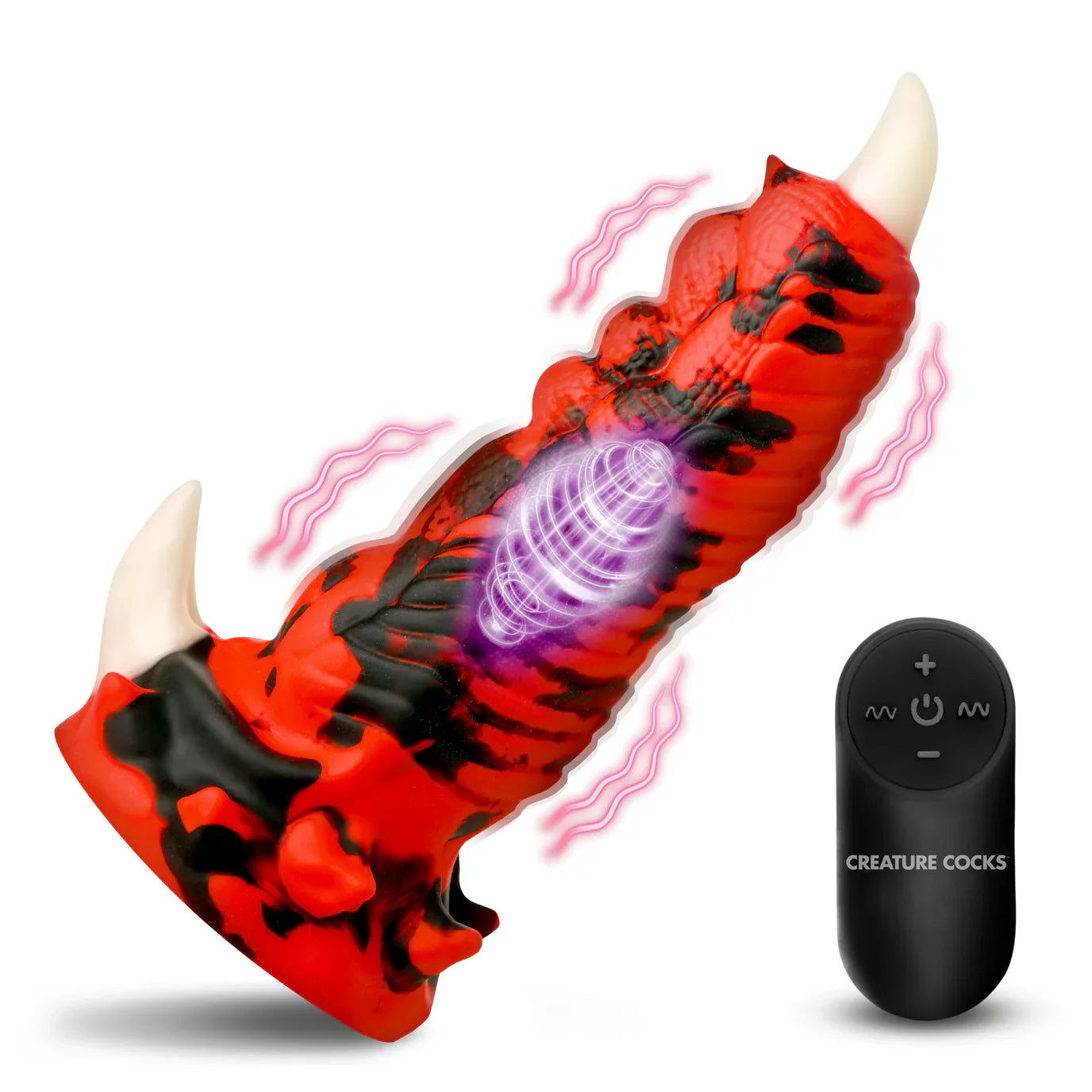 Creature Cocks Red Talon (Red/Black) – Textured Vibrating 7.1" Silicone Dildo