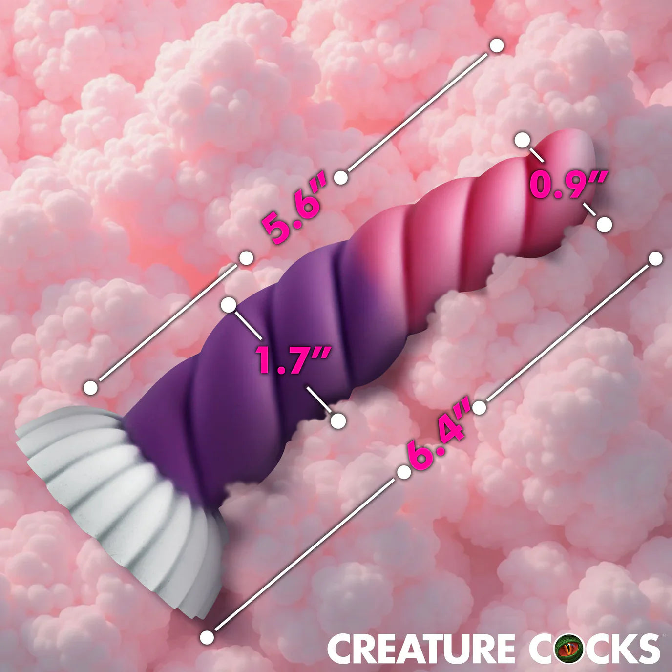 Creature Cocks Cloud Rider Unicorn (Pink Purple White) – 5.6" Vibrating Silicone Dildo