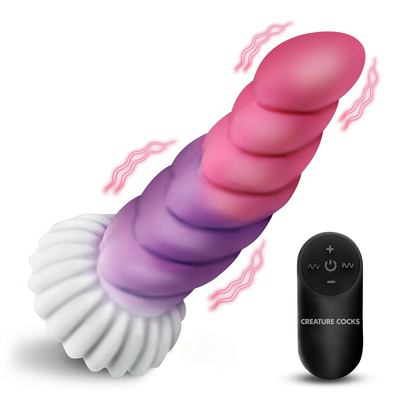 Creature Cocks Cloud Rider Unicorn (Pink Purple White) – 5.6" Vibrating Silicone Dildo