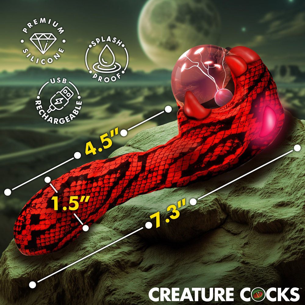 Creature Cocks Cobra (Black and Red) – USB Rechargeable 18.5 cm Fantasy Vibrator