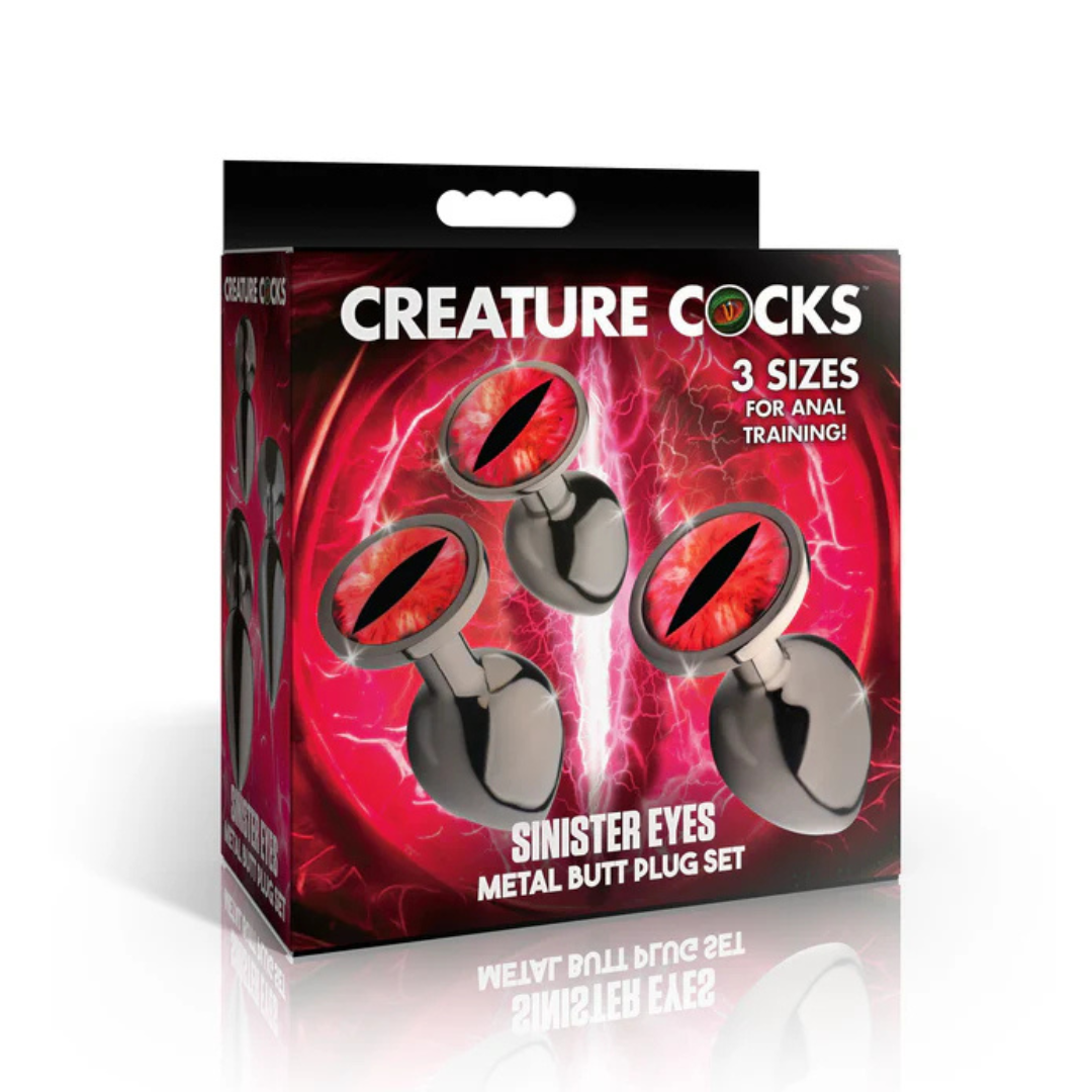 Creature Cocks Sinister Eyes Metal Butt Plug Set – Fantasy-Themed Metal Plugs