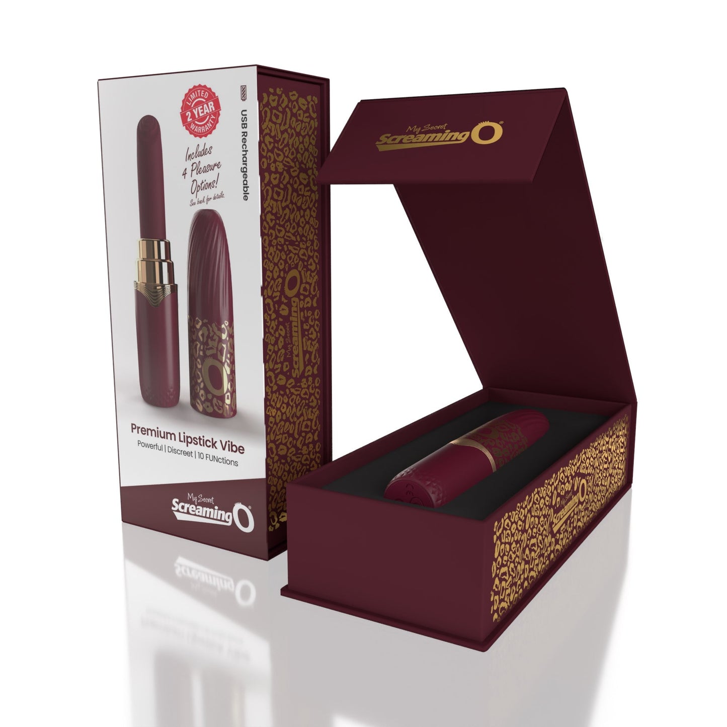 Premium Lipstick Vibe – Rechargeable Waterproof Vibrator with Interchangeable Tips