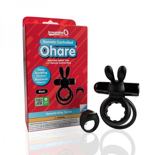 Ohare Remote Control Wearable Rabbit Vibrator (Black) – Rechargeable Waterproof Silicone Vibrator
