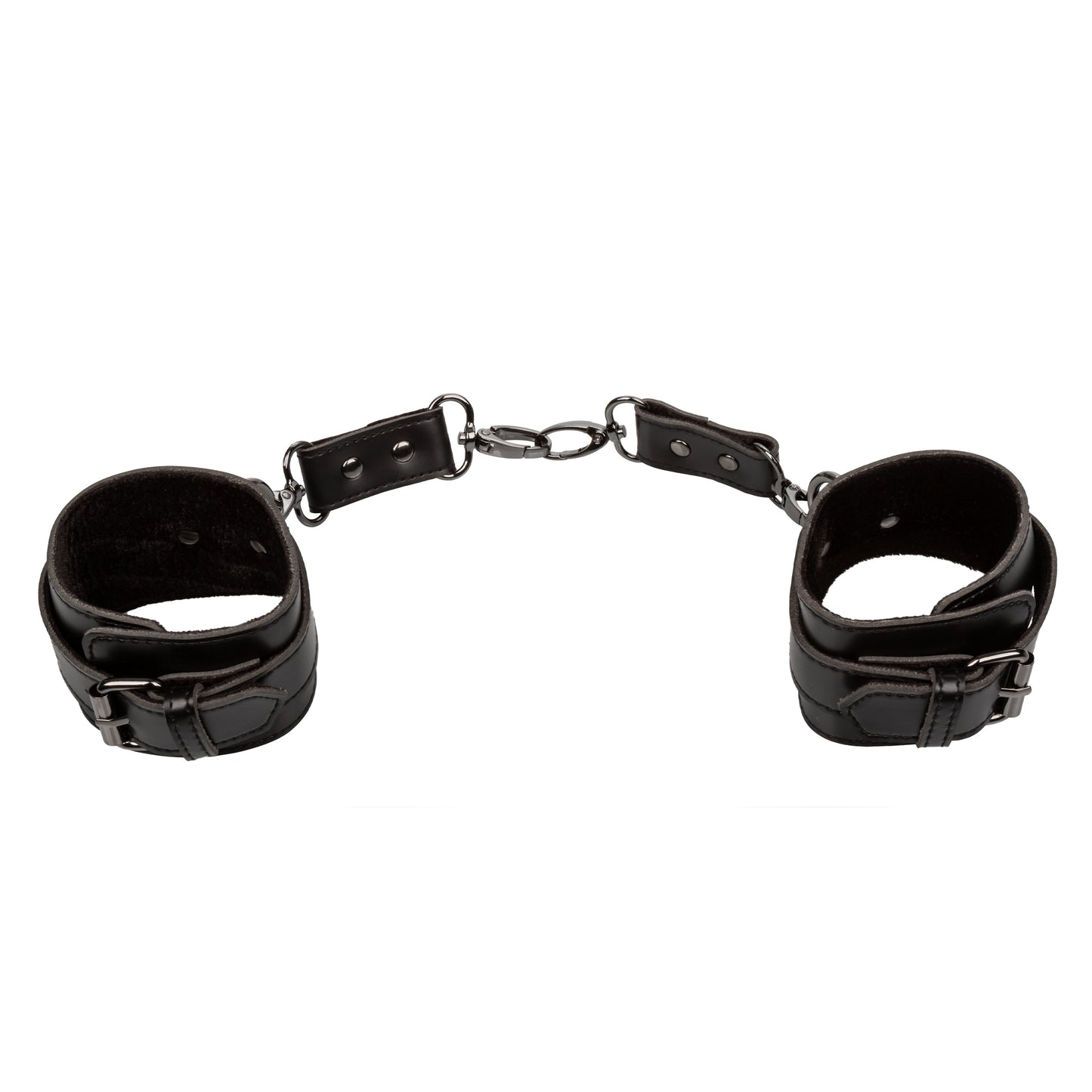 Euphoria Collection Adjustable Black Velvet and Vegan Leather Ankle Cuffs with Metal Clasps