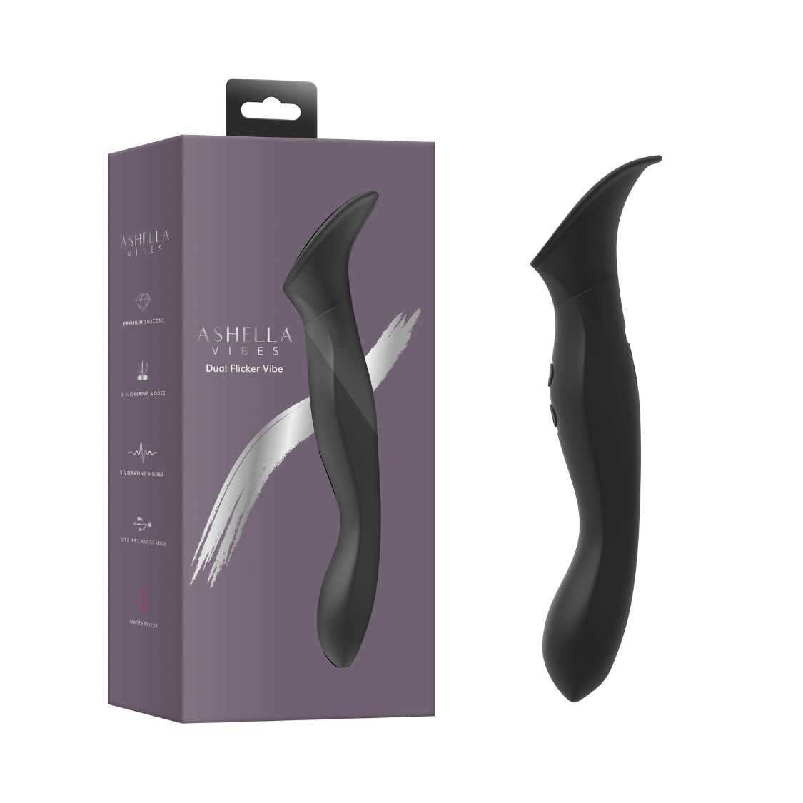 Ashella Vibes Dual Flicker – Dual-Ended Vibrator with Clitoral Flicker and Insertable Shaft