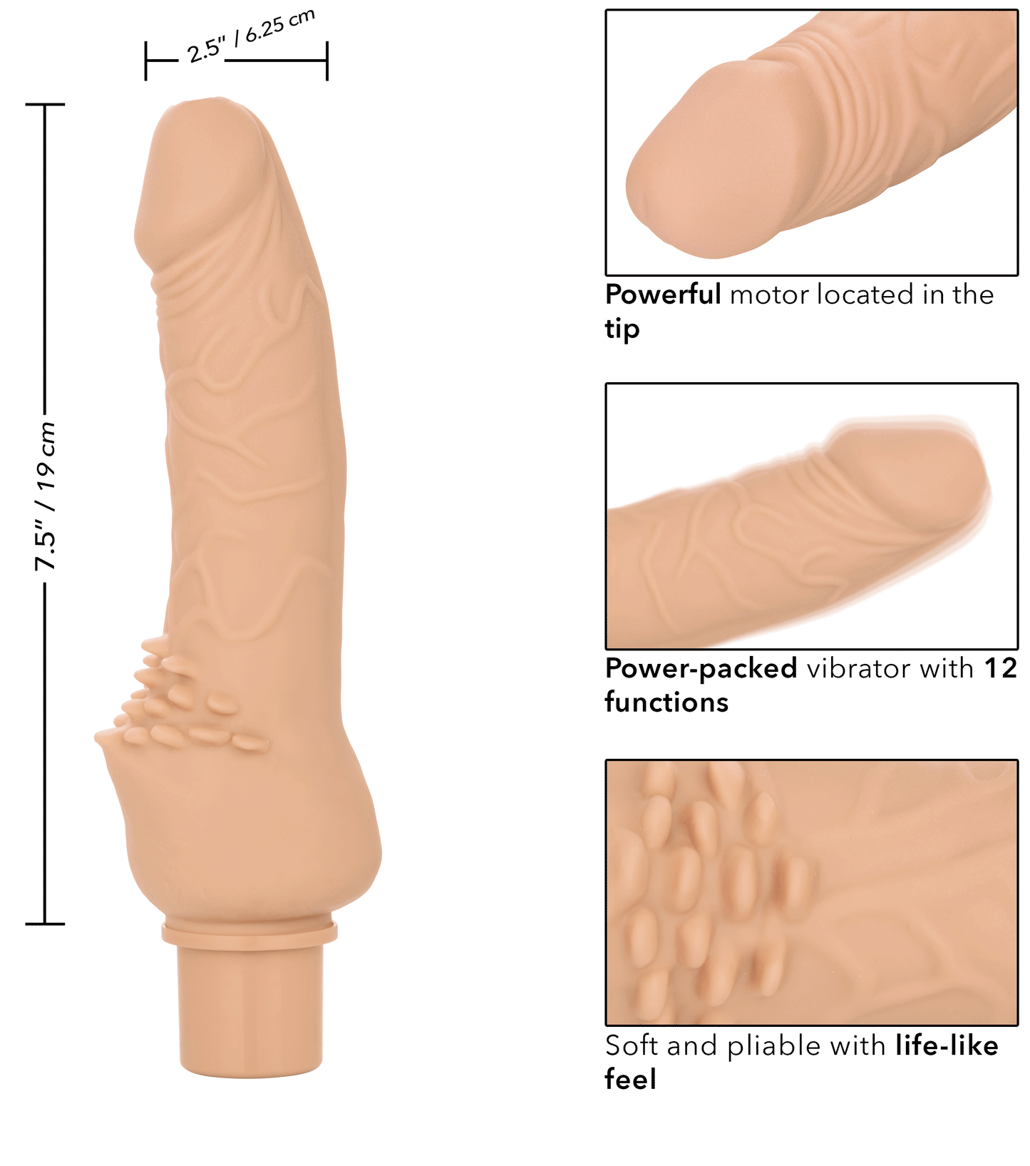 Power Stud Cliterrific Extra Large Vibrator - Ivory