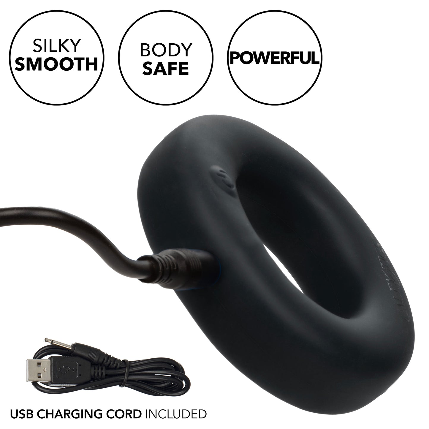 Link Up Optimum Black Dual-Density Silicone Vibrating Enhancer and Ultra-Soft Textured Support Ring