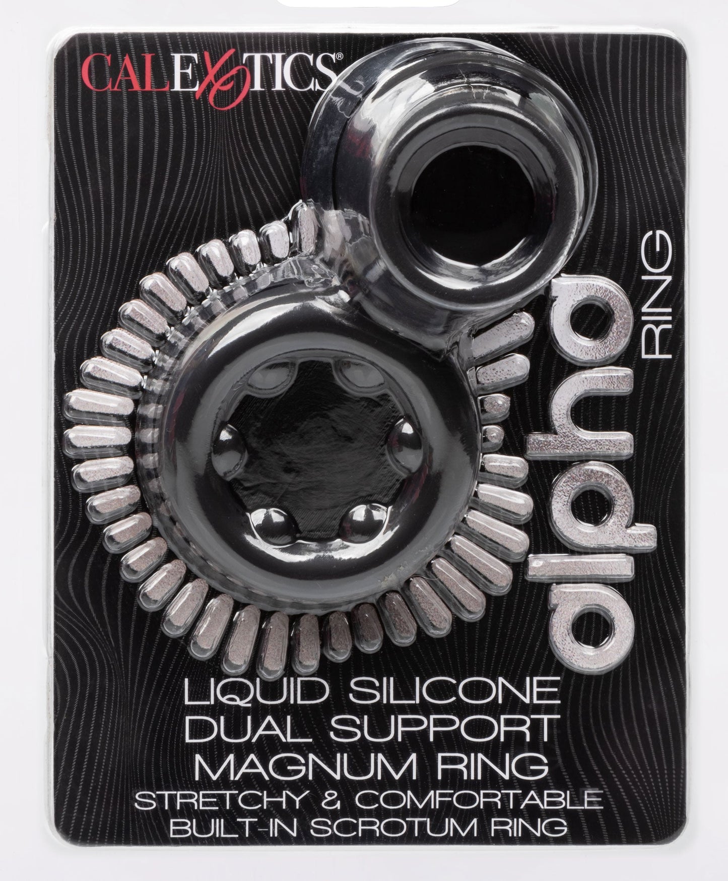 Alpha Liquid Silicone Dual Magnum Ring Black Stretchy Comfortable Size