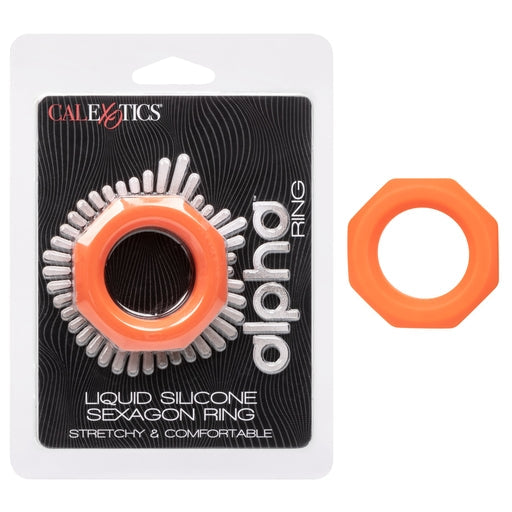 Alpha Liquid Silicone Sexagon Ring Orange Stretchy Comfortable Enhancer