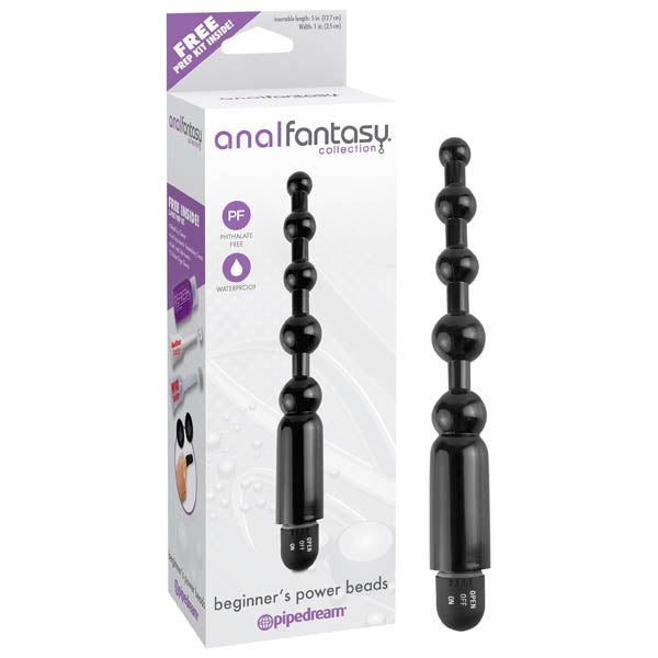 Anal Fantasy Collection Beginner's Power Beads (Black) – Vibrating 12.7 cm Anal Beads