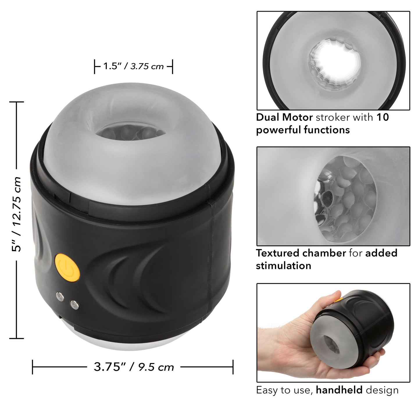 Boundless Dual Motor Stroker Black with Textured Chamber and 10 Function Settings