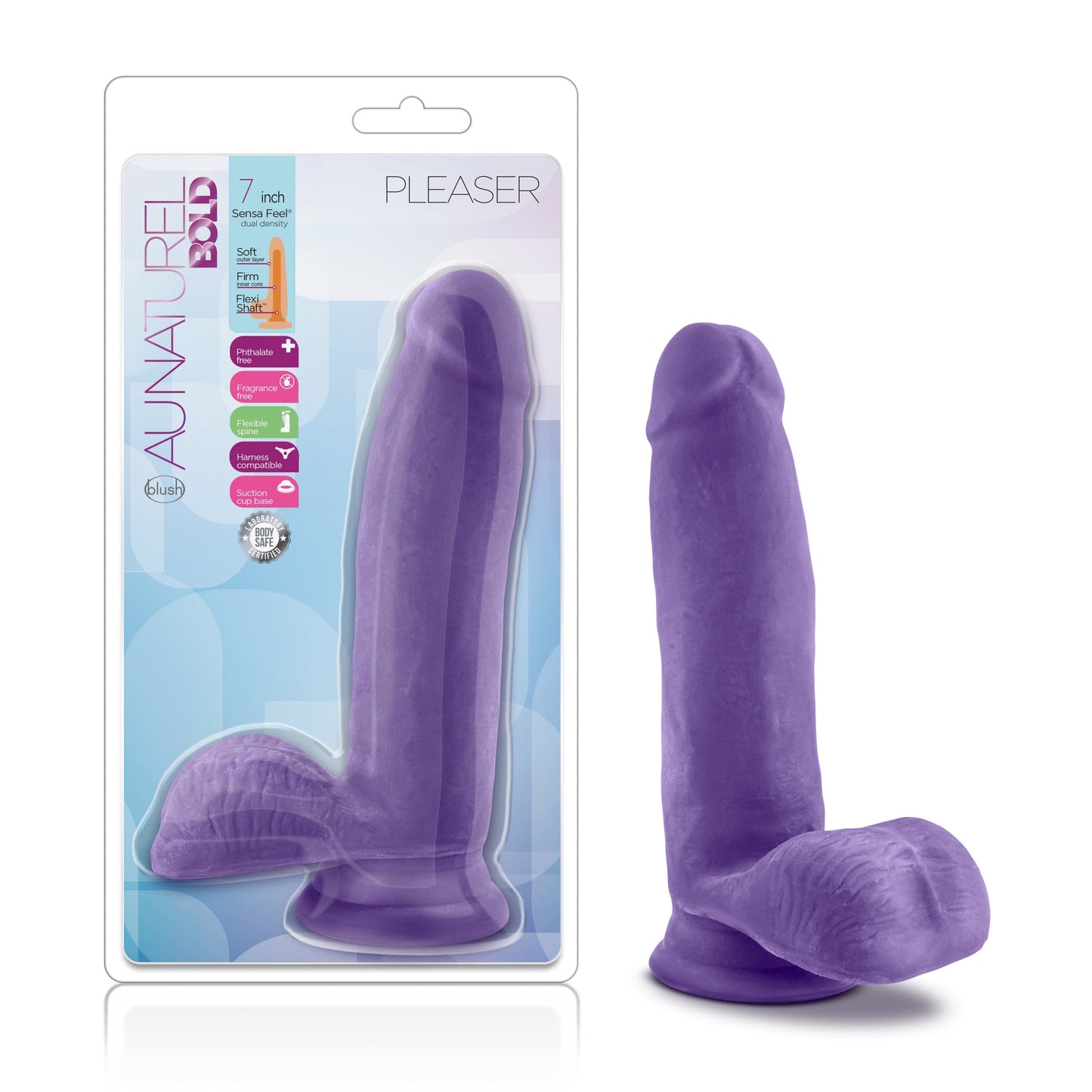 Au Naturel Bold Pleaser 7 Inch Dildo Purple
