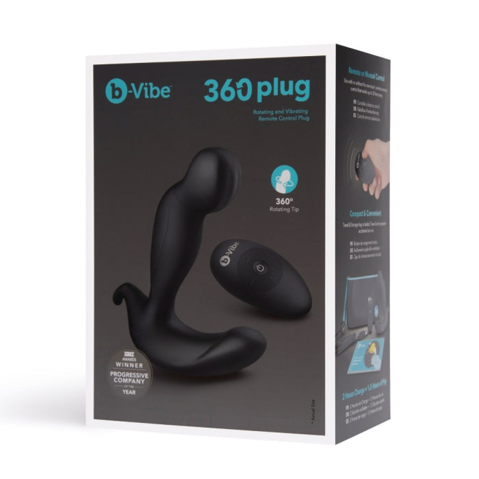 B-Vibe 360 Plug Black Remote Controlled Rotating and Vibrating Silicone Prostate Massager