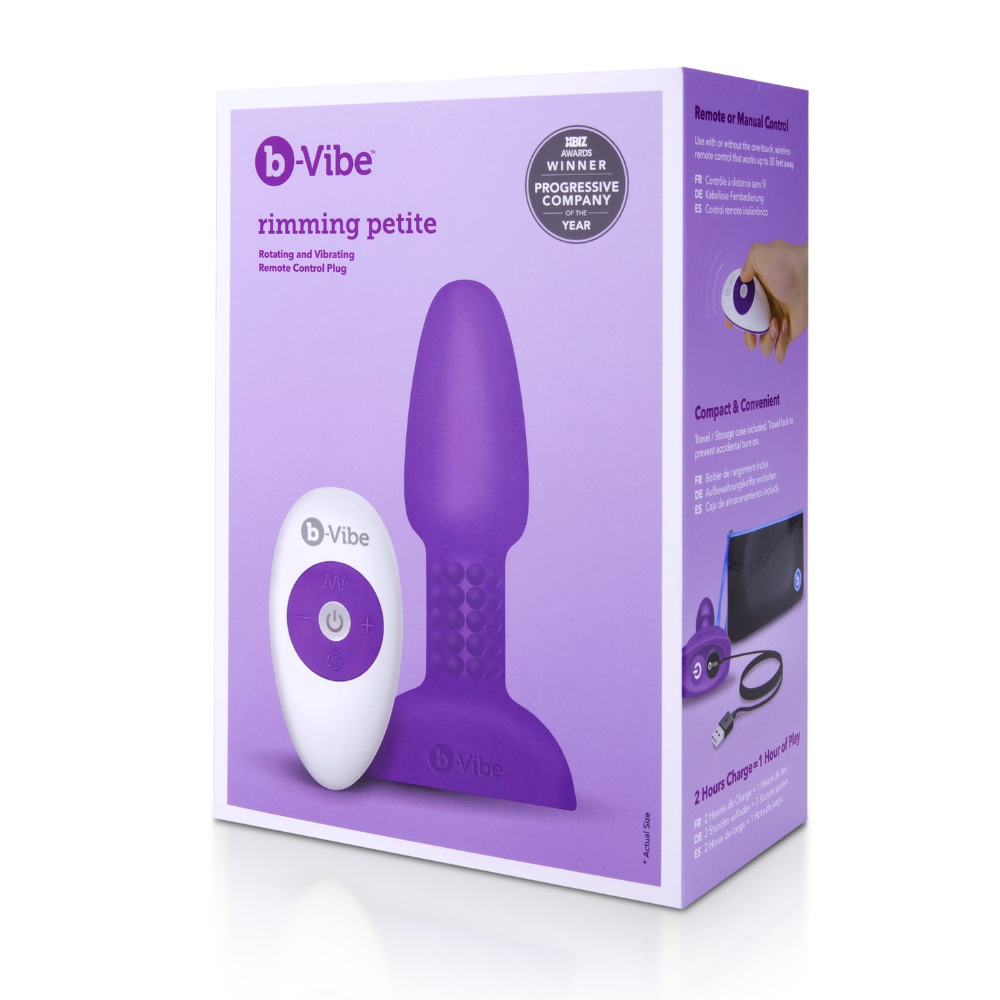 B-Vibe Rimming Petite Purple Rotating and Vibrating Remote Control Plug