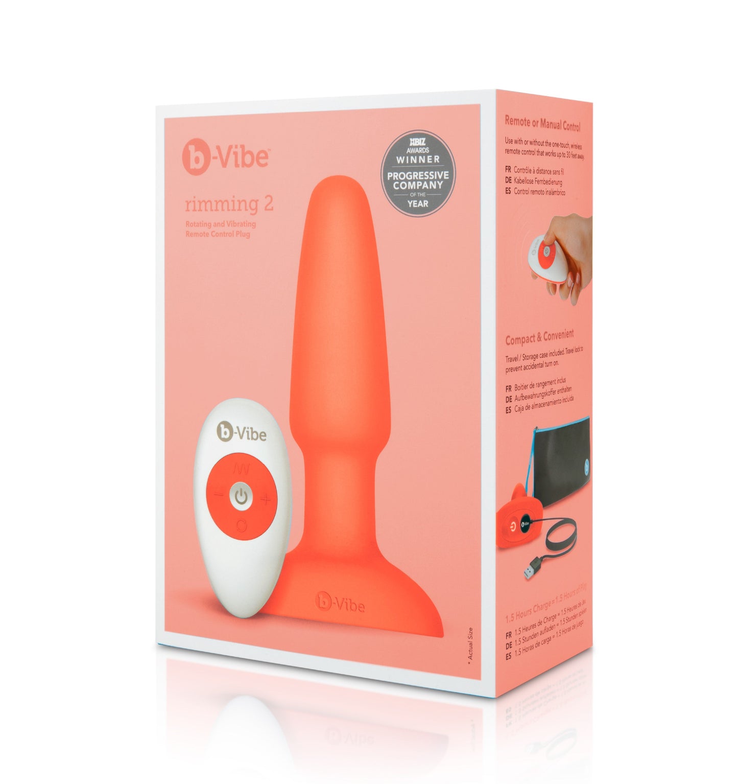 B-Vibe Rimming Plug 2 Orange Vibrating Remote Control Anal Toy