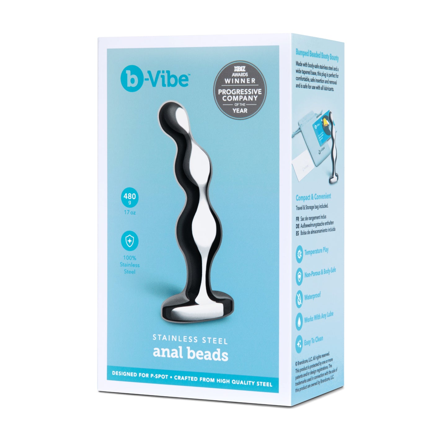 B-Vibe Stainless Steel Anal Beads 480g Body Safe Prostate Stimulator