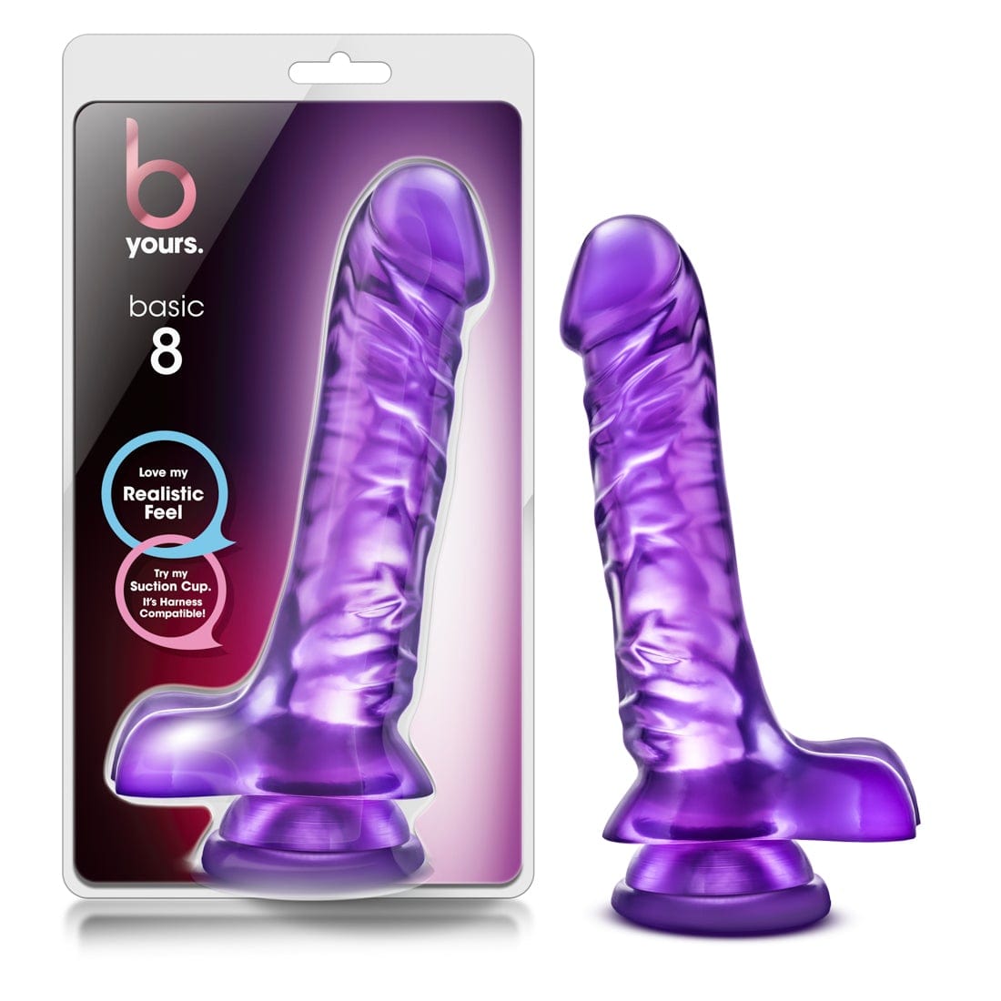 B Yours Basic Purple 9 Inch Dildo with Suction Cup