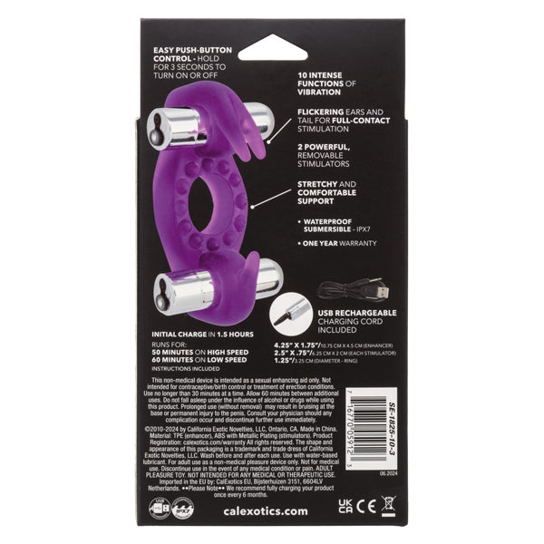 Rockin Rabbit Wireless Vibrating Cock Ring – Soft Stretchy Enhancer with Removable 3-Speed Bullets
