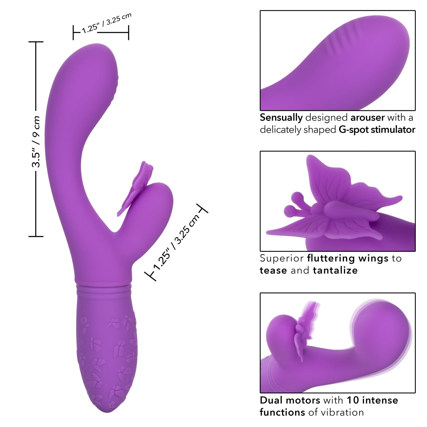 Butterfly Kiss Purple Silicone Vibrator with Motors