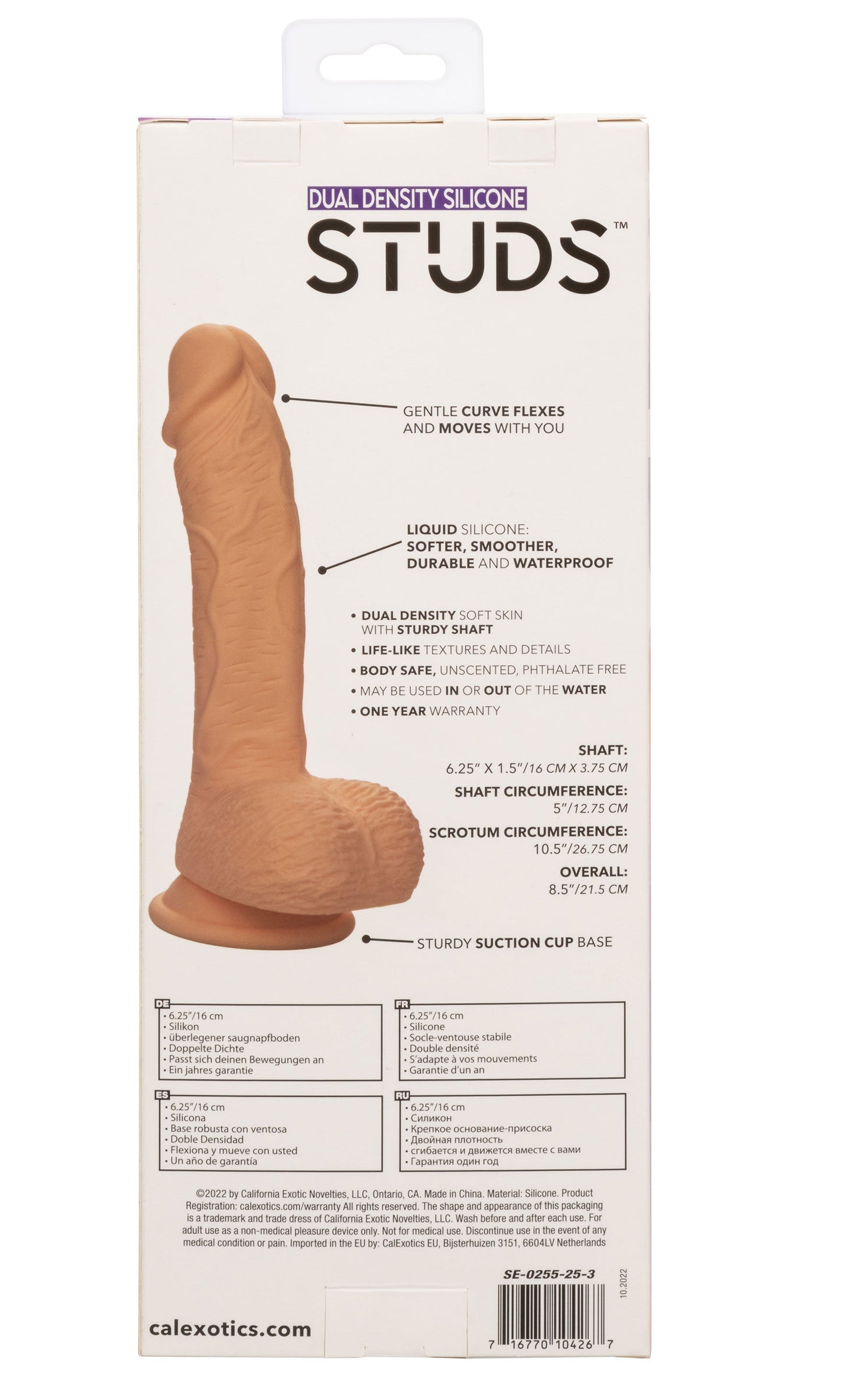 Dual Density Silicone Studs 6.25 Inch / 16 cm Ivory Realistic Flexible Design with Suction Cup Base