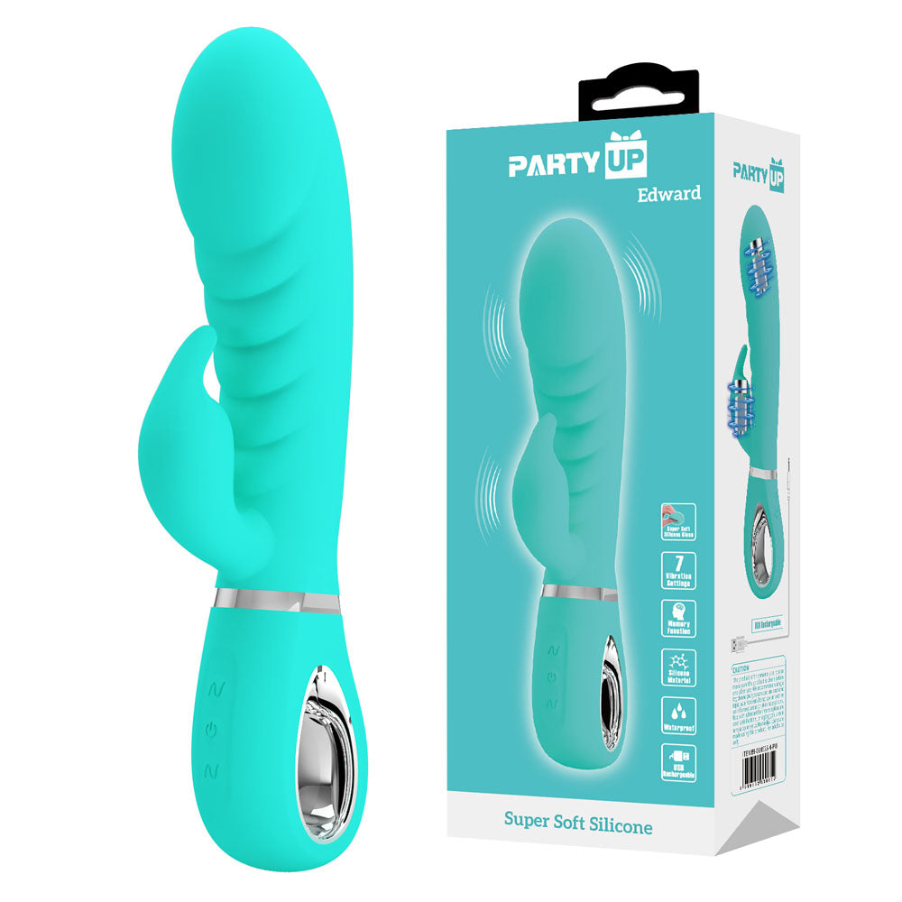 Party Up Edward Rabbit Vibe Teal 20 cm Rabbit Vibrator