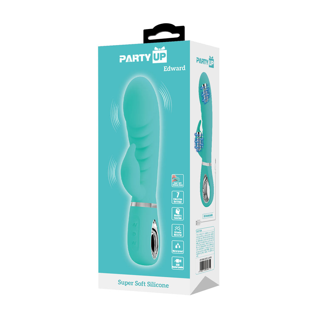Party Up Edward Rabbit Vibe Teal 20 cm Rabbit Vibrator