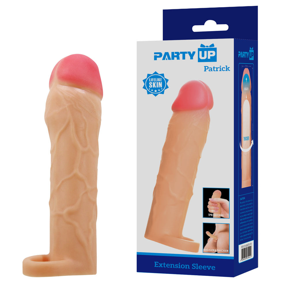 Party Up Patrick 2 Inch Extender Sleeve with Ball Strap – Penis Extender Sleeve