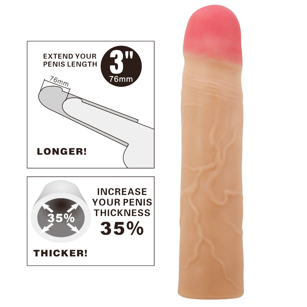 Party Up Philip 3 Inch Penis Extender Sleeve for Enhanced Intimate Experiences