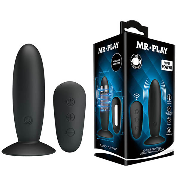 Pretty Love Mr. Play (Black) – Remote-Controlled Silicone Vibrating Anal Plug