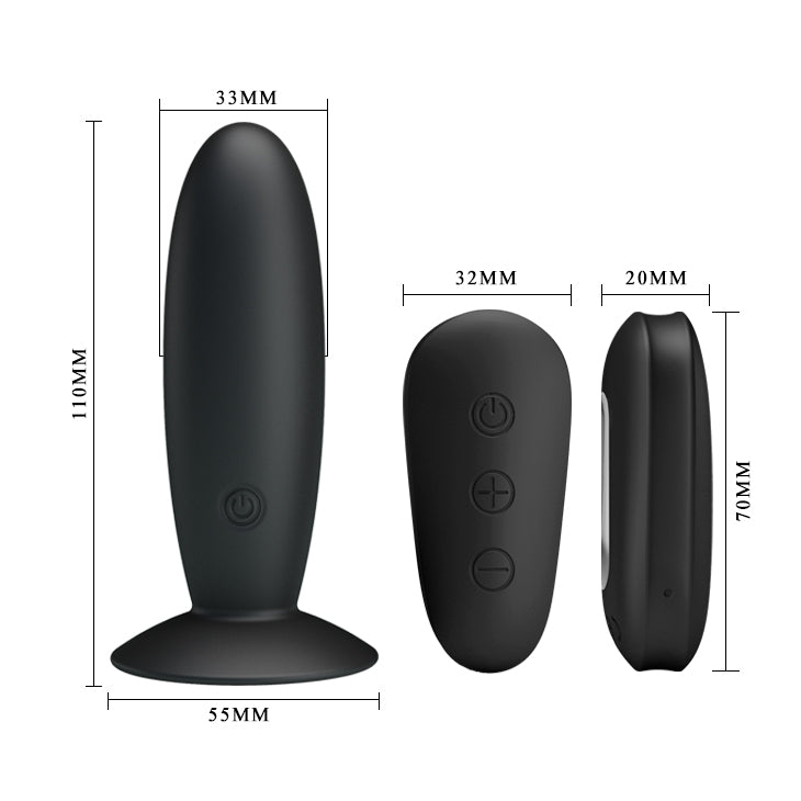 Pretty Love Mr. Play (Black) – Remote-Controlled Silicone Vibrating Anal Plug