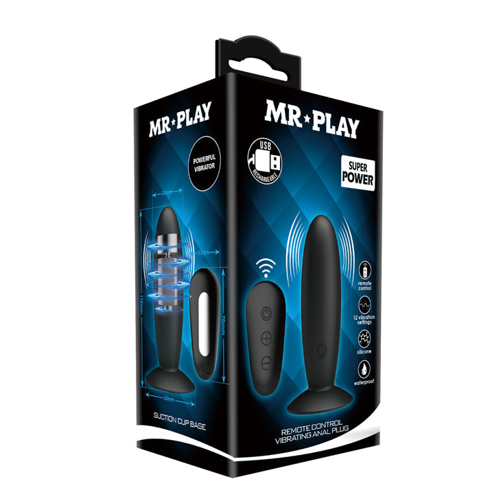 Pretty Love Mr. Play (Black) – Remote-Controlled Silicone Vibrating Anal Plug