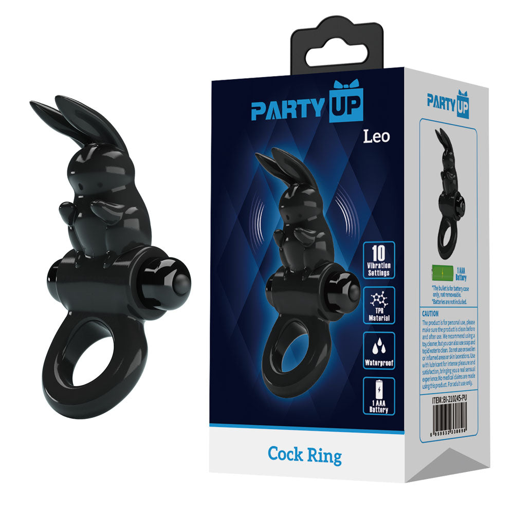 Party Up LEO (Black) – Vibrating Rabbit Cock Ring