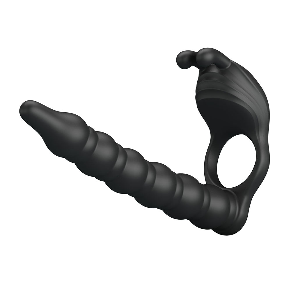Party Up Marcus (Black) – USB Rechargeable Vibrating Cock Ring and Anal Plug